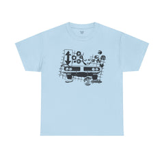 Abstract Retro Racing Car Unisex Heavy Cotton Tee | Perfect for Car Enthusiasts, Father's Day Gift, Casual Wear, Vintage Style, Unique Graphic Shirt