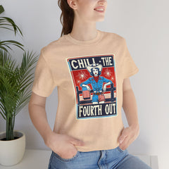 Chill The Fourth Out,Cowgirl Graphic, Unisex Jersey Short Sleeve Tee