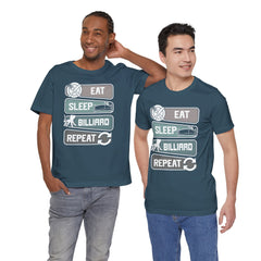 Eat Sleep Billard Repeat - Graphic Unisex Jersey Short Sleeve Tee