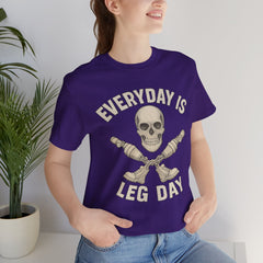 Fitness Tee | Leg Amputee Funny Skull, Everyday Leg Day Gym Shirt, Workout Top
