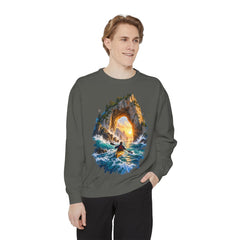 Adventure Kayak Sweatshirt — Comfort Colors Sunset Sea Arch Graphic