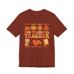 One Thankful Teacher T‑Shirt – Fall and Thanksgiving  Teacher Appreciation Tee