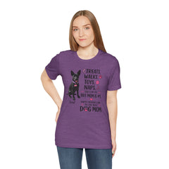 Personalized Your Dog and its name Mother's Day T-Shirt — 'Treats. Walks. Toys. Naps.