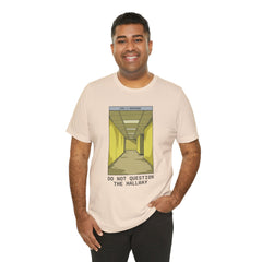 Do Not Question The Hallway T-Shirt — Retro Yellow Corridor Graphic Tee
