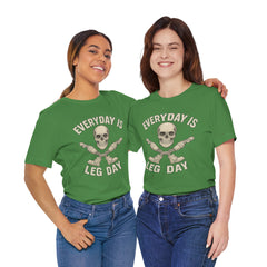 Fitness Tee | Leg Amputee Funny Skull, Everyday Leg Day Gym Shirt, Workout Top