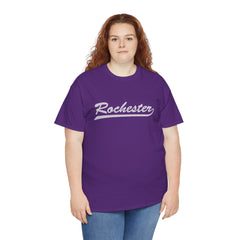 Rochester Unisex Heavy Cotton Tee - Retro Dunder Mifflin Design for Nostalgic Fans