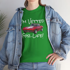 Red Corvette Summer Unisex Tee - I'm Vetted For Life Front and Back Image T Shirt