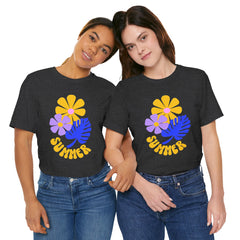Summer Floral Tee — Retro Flowers & Monstera Design