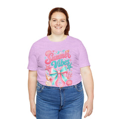 Summer Vibes Tee — Pastel Seashell Bow Beach T-Shirt