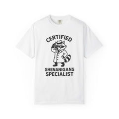 Certified Shenanigans Specialist T-shirt, Funny Tee, Unique Gift for Raccoon Lovers, Casual Wear, Birthday, Party Shirt