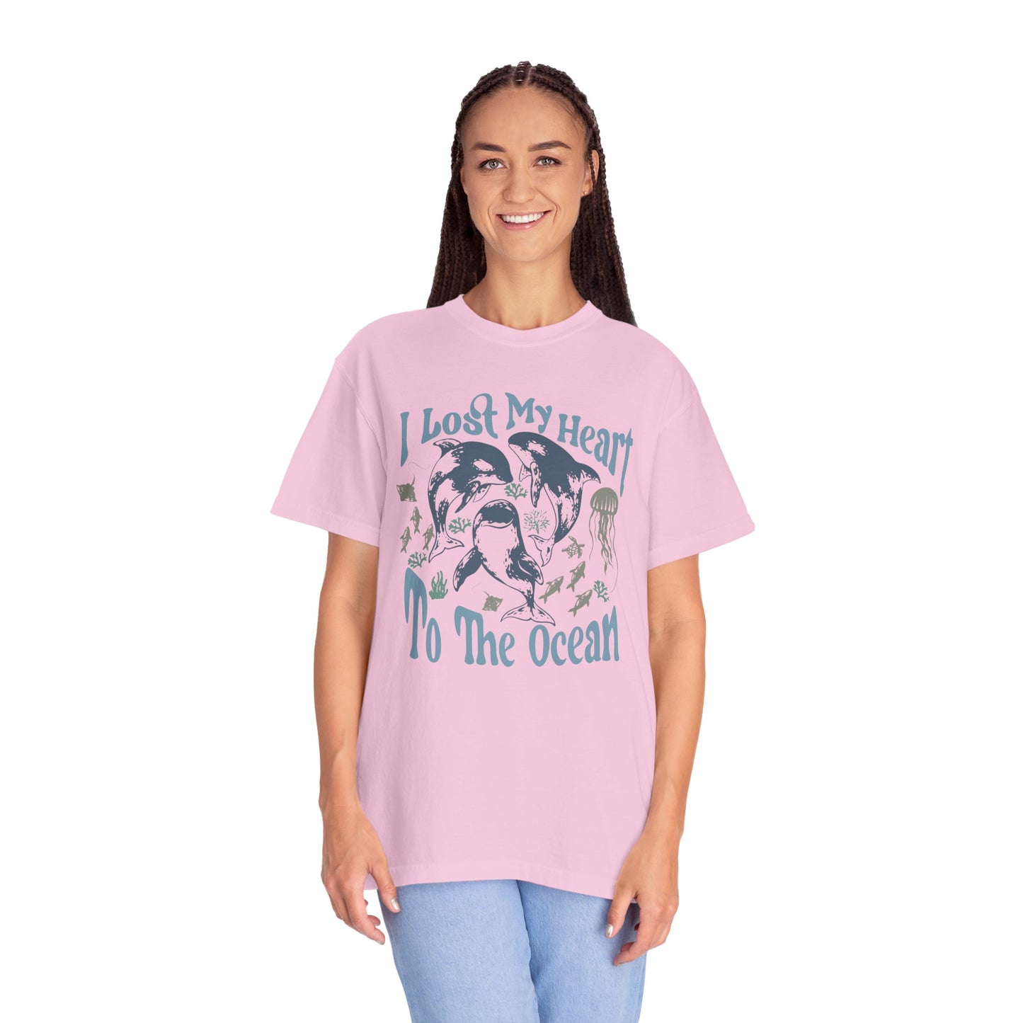 Sea Creatures, I Lost My Heart To The Ocean -  Graphic Unisex Garment-Dyed T-shirt