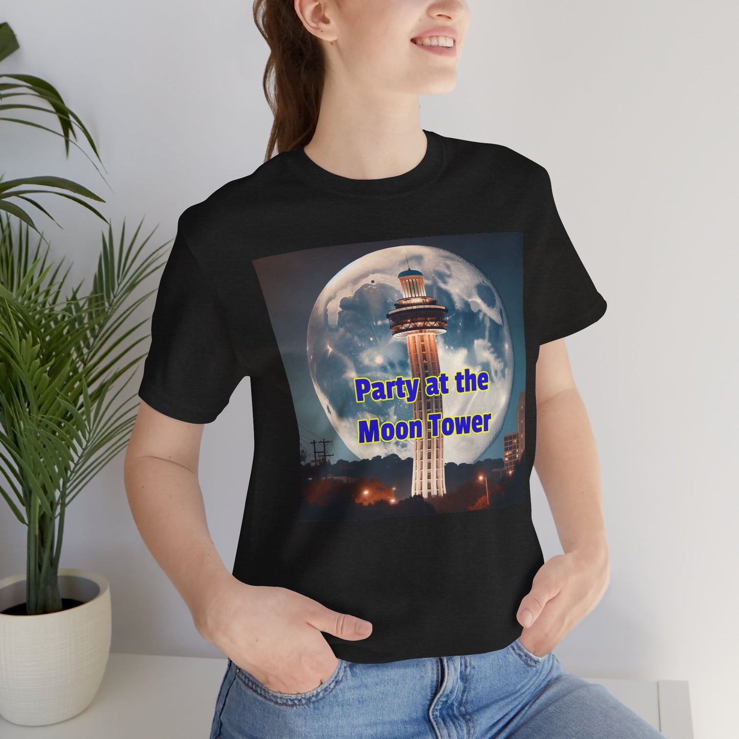 Party At The Moon Tower , Graphic Unisex Jersey Short Sleeve Tee