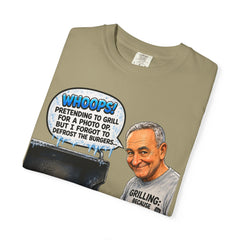 Grill Master Grandpa Funny BBQ T-Shirt — "Whoops! Pretending to Grill for a Photo" Graphic Tee