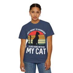 Workout & Cat Lover Unisex T-Shirt - I Just Want to Workout and Hang with My Cat