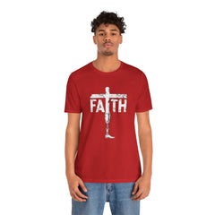 Faith Cross Prosthetic Leg T‑Shirt — Amputee Inspirational Christian Tee