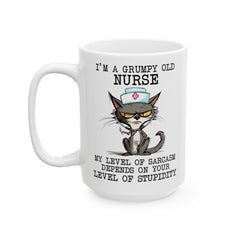 Funny Cat graphic mug, sarcastic grumpy nurse cat, ceramic cat mug, 11oz, 15oz, cat lover gift, gift for her, Cat Mamma, animal lover gift,