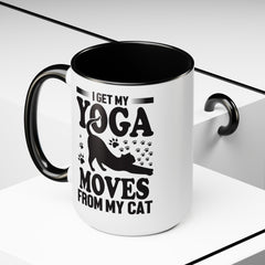 Funny Cat Graphic Mug, I Get My Yoga Moves From My Cat, Feline Mug, Pet Lover, Yoga Lover Mug, Cat Lover Mug, Gift for her, Workout Mug, Gift for Mom