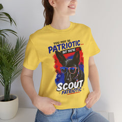 Personalized With Your Dogs Image and Name Patriotic Unisex Jersey Short Sleeve Tee