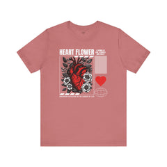 Heart Flower Tee - Nuturing Affection In The Garden Of Life - Positive Vibes Unisex Jersey Short Sleeve Tee