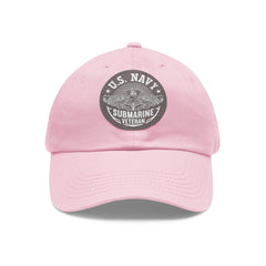United States Navy Submarine Veteran Dad Hat with Leather Patch (Round) / Dolphins / Submarine Breast Insignia