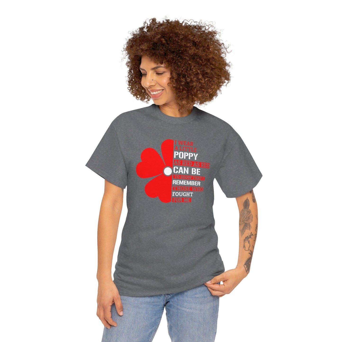 Memorial Day Poppy Tee, For Those Who Fought For Me, Unisex Cotton Tee