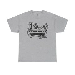 Abstract Retro Racing Car Unisex Heavy Cotton Tee | Perfect for Car Enthusiasts, Father's Day Gift, Casual Wear, Vintage Style, Unique Graphic Shirt