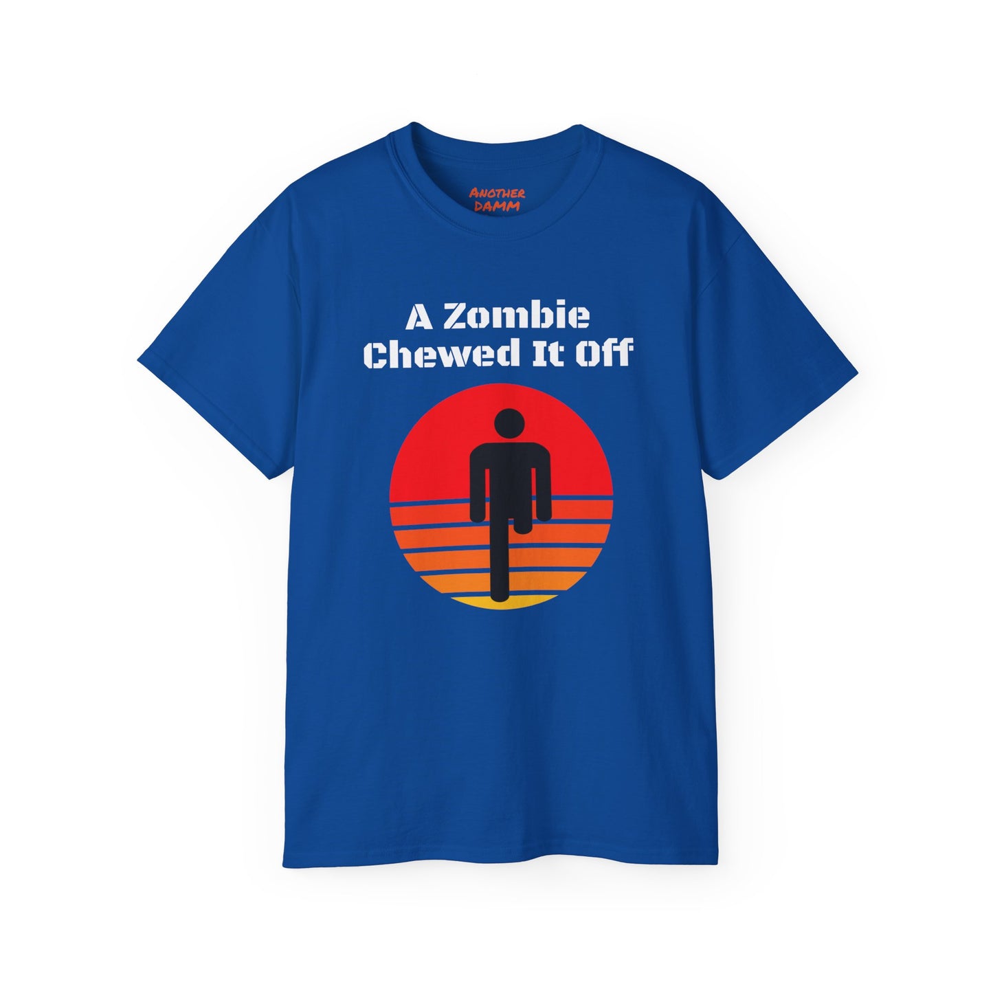 A Zombie Chewed It Off - Unisex Ultra Cotton Tee | Amputee, Leg Amputee, Limb Awareness. Amputee Zombie Fan, Amputee Sunset, Amputee Fun