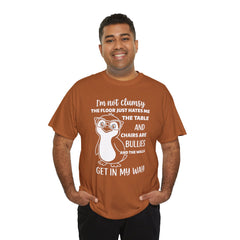 Clumsy Funny Penguin Graphic Tee | Unisex Heavy Cotton Tee | Great Gift for Animal Lovers, Birthdays, Casual Wear, Humorous Gifts, Everyday Style