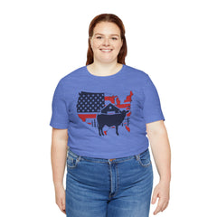 Red White and Blue Farmer Graphic, Unisex Jersey Short Sleeve Tee