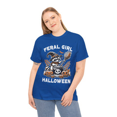 Feral Girl Halloween Raccoon! Graphic Unisex Heavy Cotton Tee