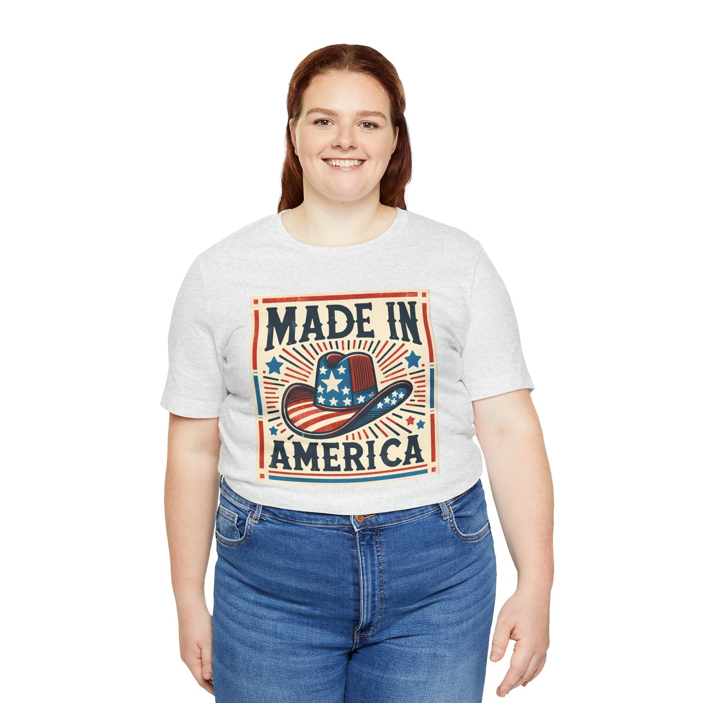 Made In America Cowboy Hat Graphic, Unisex Jersey Short Sleeve Tee