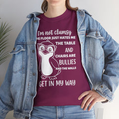 Clumsy Funny Penguin Graphic Tee | Unisex Heavy Cotton Tee | Great Gift for Animal Lovers, Birthdays, Casual Wear, Humorous Gifts, Everyday Style