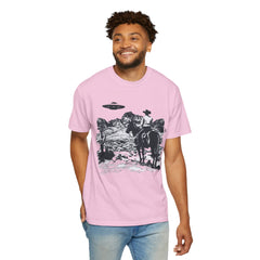 UFO Meets Cowboy Unisex Garment Shirt -Dyed  T Shirt