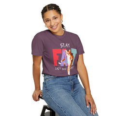 Stay Fat Lazy and Happy Cat - Graphic Unisex Garment-Dyed T-shirt