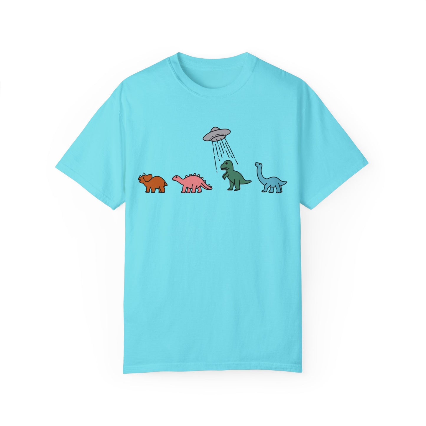 Dinosaur UFO Retro Unisex Garment-Dyed T-shirt