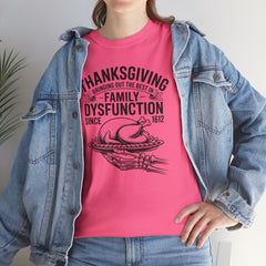 Thanksgiving Family Dysfunction Tee, Unisex Cotton T-Shirt, Funny Holiday Shirt, Family Gathering Wear, Thanksgiving Humor Apparel