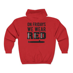 Submariner Red Friday Full-Zip Hoodie — "On Fridays We Wear Red" Patriotic Support Sweatshirt