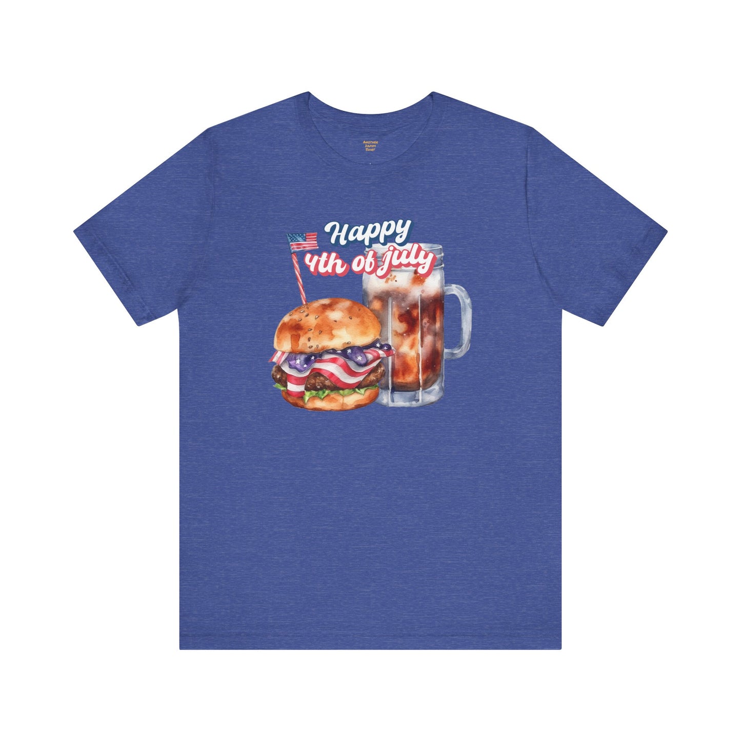 Happy 4th Of July Burger and Mug Graphic, Unisex Jersey Short Sleeve Tee