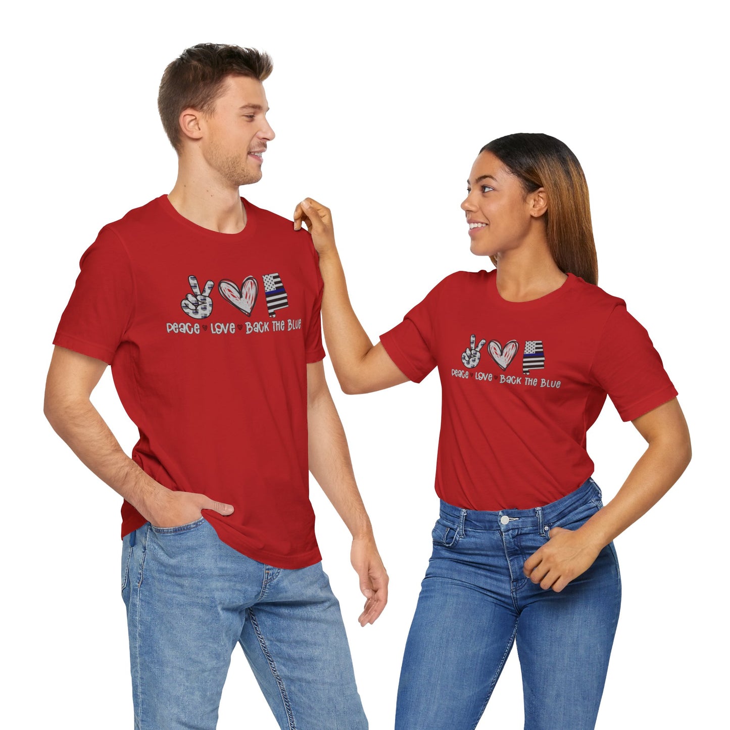 Peace Love Back The Blue in Alabama, Graphic Unisex Short Sleeve Tee