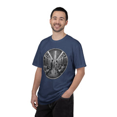 Don;t Stop Believing Subway Reflection T-Shirt — Vintage Black & White Urban Photo Tee