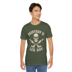 Fitness Tee | Leg Amputee Funny Skull, Everyday Leg Day Gym Shirt, Workout Top