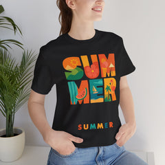 Summer Graphic Tee — Colorful Tropical "SUMMER" Typography T-Shirt