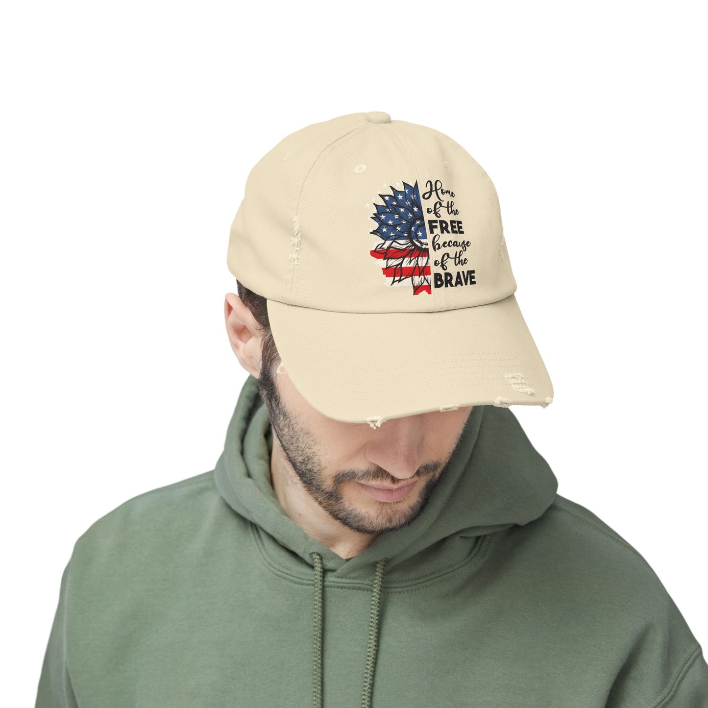 Land Of The Free, Home Of The Brave  - Unisex Distressed Cap