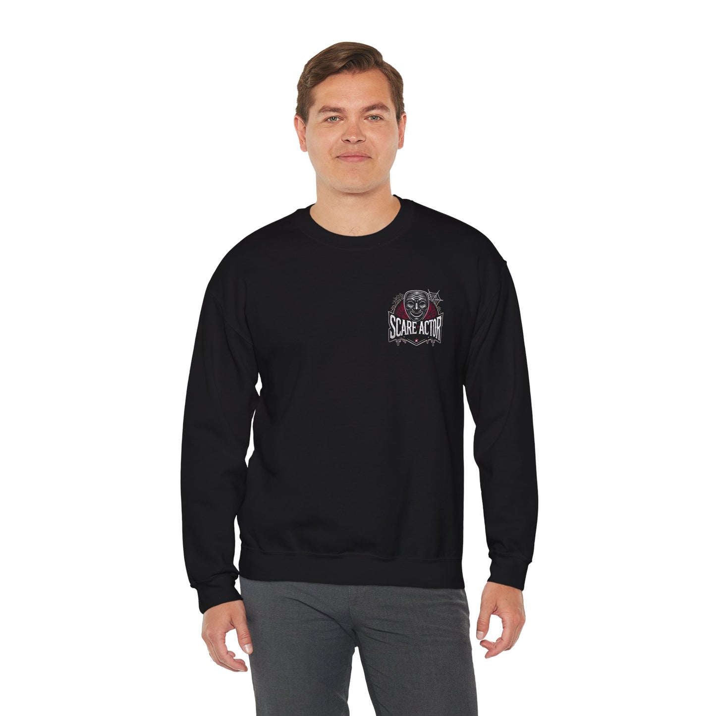 Scare Actor Halloween Front and Back Unisex Heavy Blend™ Crewneck Sweatshirt