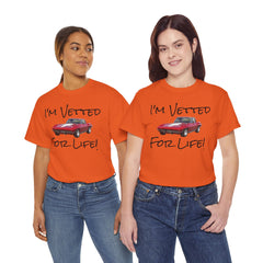 Red Corvette Summer Unisex Tee - I'm Vetted For Life Front and Back Image T Shirt