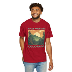 Rocky Mountains Colorado Graphic, Comfort Colors Soft Relaxed Fit Unisex Garment-Dyed T-shirt