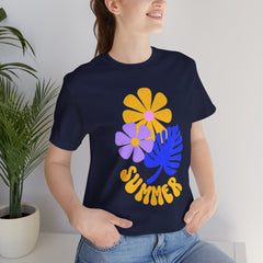 Summer Floral Tee — Retro Flowers & Monstera Design