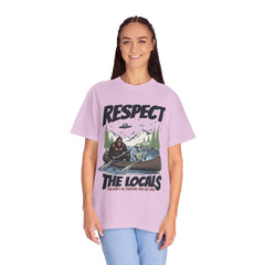 Bigfoot and Alien Outdoor Canoe Adventure - Respect The Locals T-Shirt