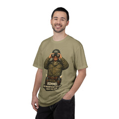 Graphic T-Shirt — Vintage WWII General George Patton Binoculars Design with "Rommel You Magnificent Bastard" Text