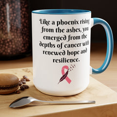 Phoenix mug, cancer survivor gift, hope mug, resilience gift, awareness mug, survivor coffee cup, cancer recovery gift, phoenix rising mug